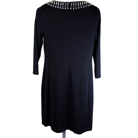 Tommy Bahama Evening Dress Small Black Beaded Jewel Neck Party Cocktail TAGS - Picture 4 of 8